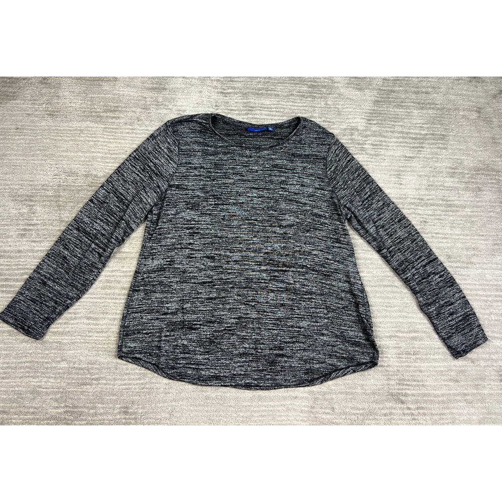 Apt. 9 Top Womens XL Black Marled Space Dye Crewneck Long Sleeve Knit Pullover